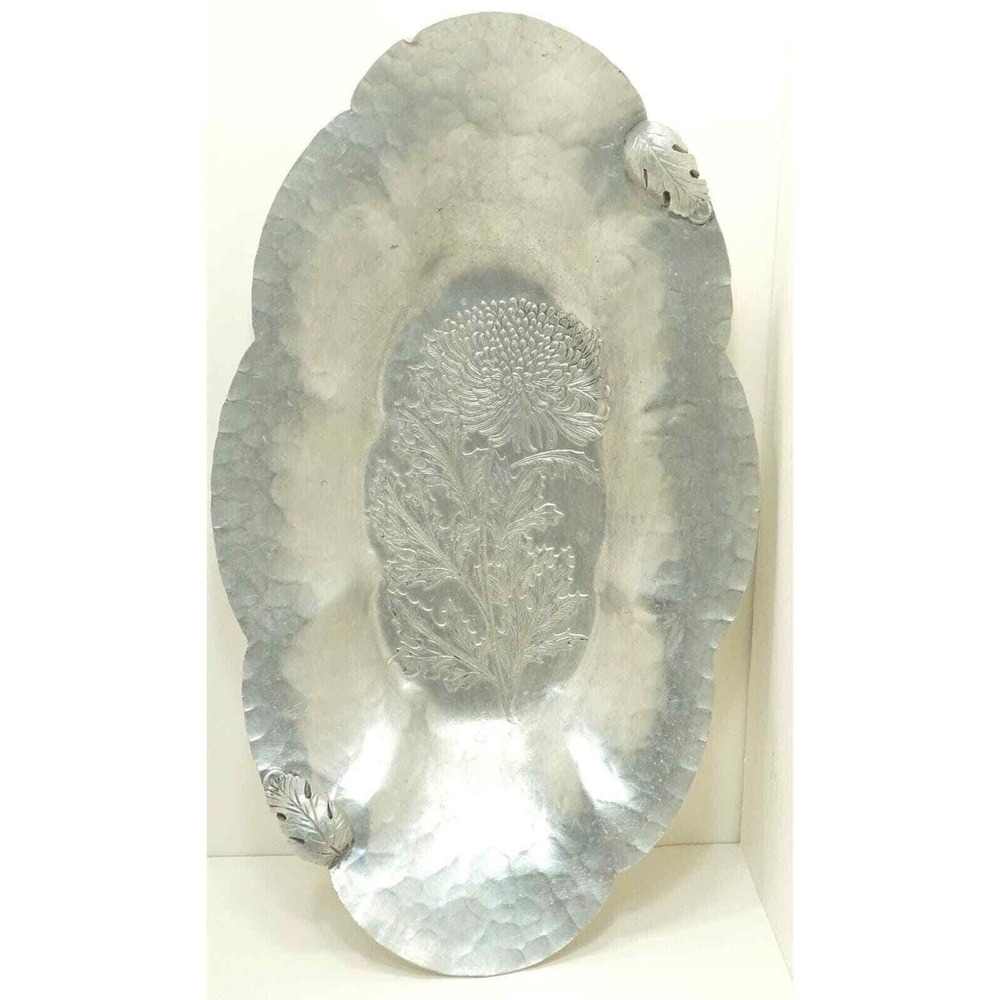 Hand Wrought Hammered Aluminum Tray‎ 13" Continental Trade Mark Silverlook 572
